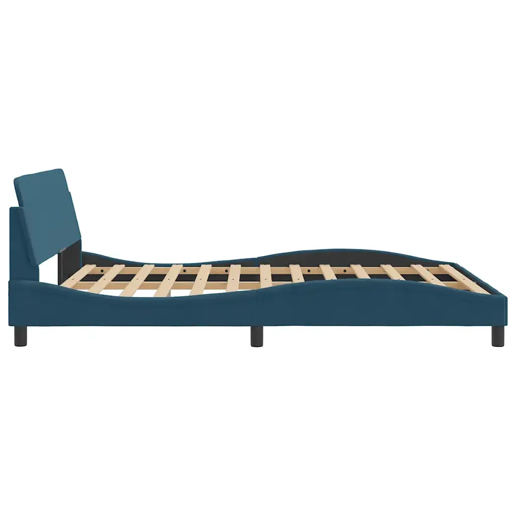 Letto matrimoniale | Letto per adulti | Giroletto con Testiera Dover Blu 160x200 cm in Velluto - Image 5