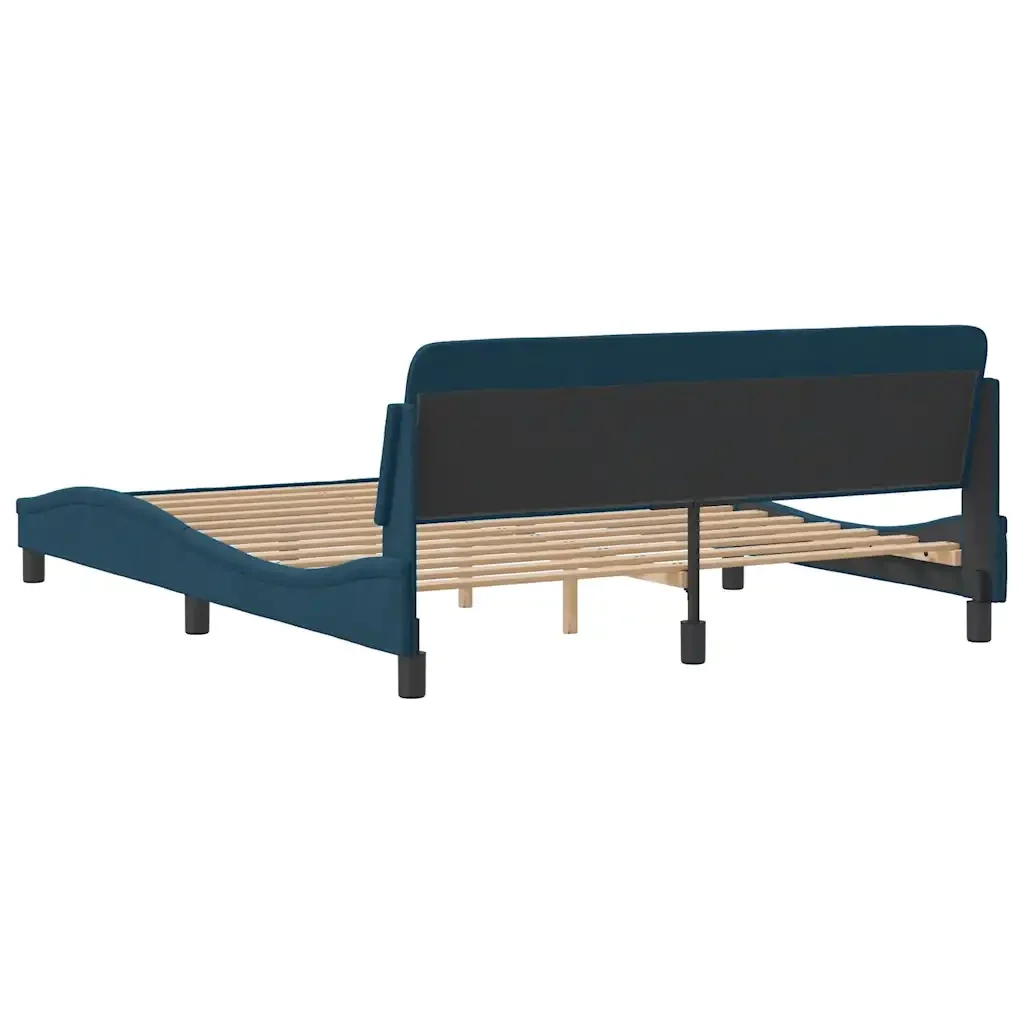 Letto matrimoniale | Letto per adulti | Giroletto con Testiera Dover Blu 160x200 cm in Velluto - Image 6