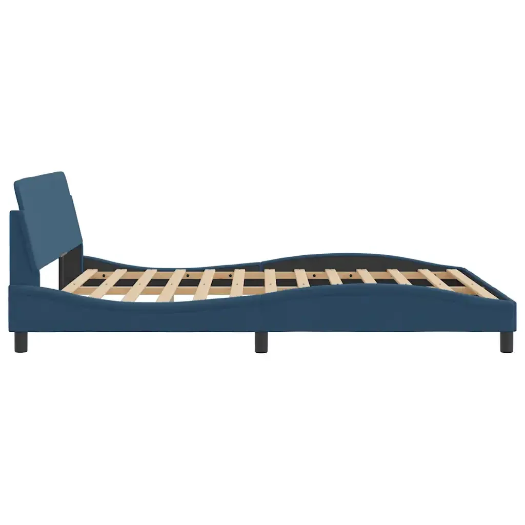 Letto matrimoniale | Letto per adulti | Giroletto con Testiera Dover Blu 160x200 cm Tessuto - Image 5