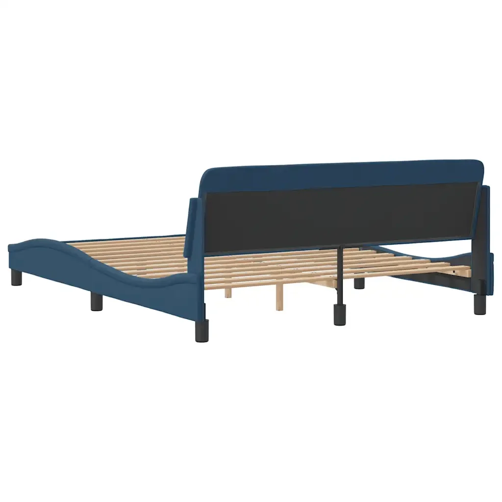 Letto matrimoniale | Letto per adulti | Giroletto con Testiera Dover Blu 160x200 cm Tessuto - Image 6
