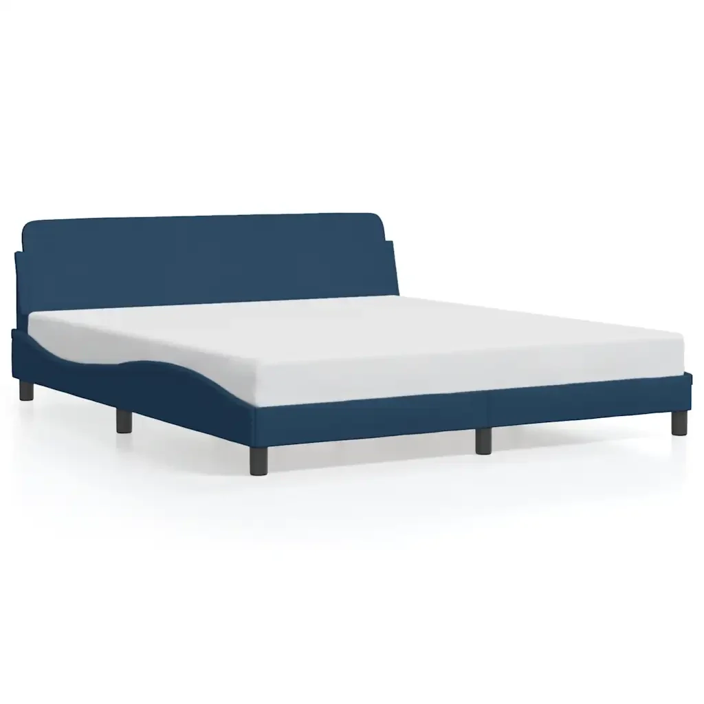 Letto matrimoniale | Letto per adulti | Giroletto con Testiera Dover Blu 180x200 cm Tessuto