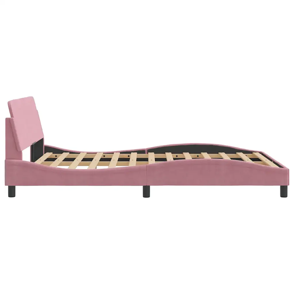 Letto matrimoniale | Letto per adulti | Giroletto con Testiera Dover Rosa 120x200 cm Velluto - Image 5