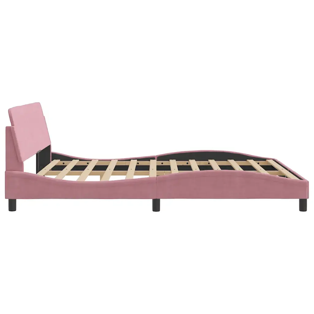 Letto matrimoniale | Letto per adulti | Giroletto con Testiera Dover Rosa 180x200 cm Velluto - Image 5