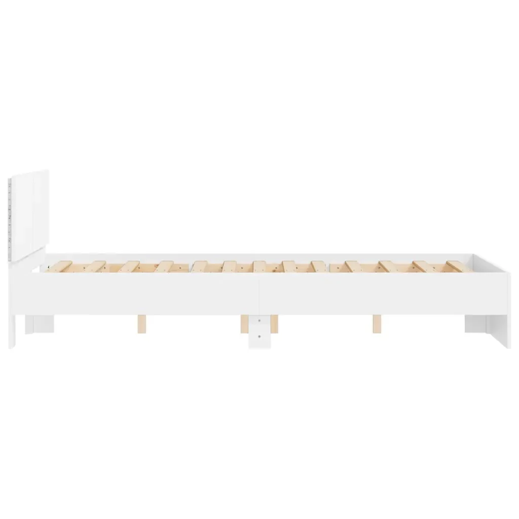 Letto matrimoniale | Letto per adulti | Giroletto con Testiera e LED Bianco 120x190 cm - Image 8