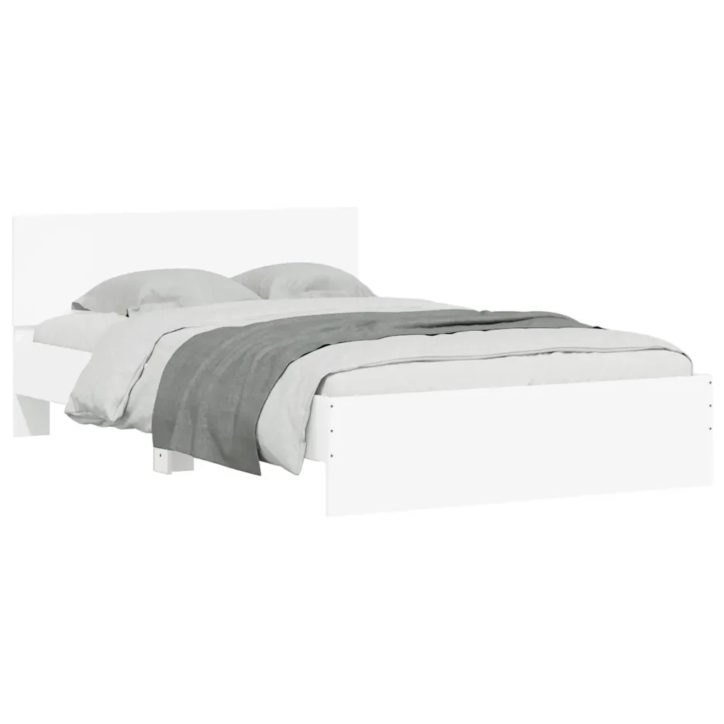 Letto matrimoniale | Letto per adulti | Giroletto con Testiera e LED Bianco 120x200 cm - Image 5