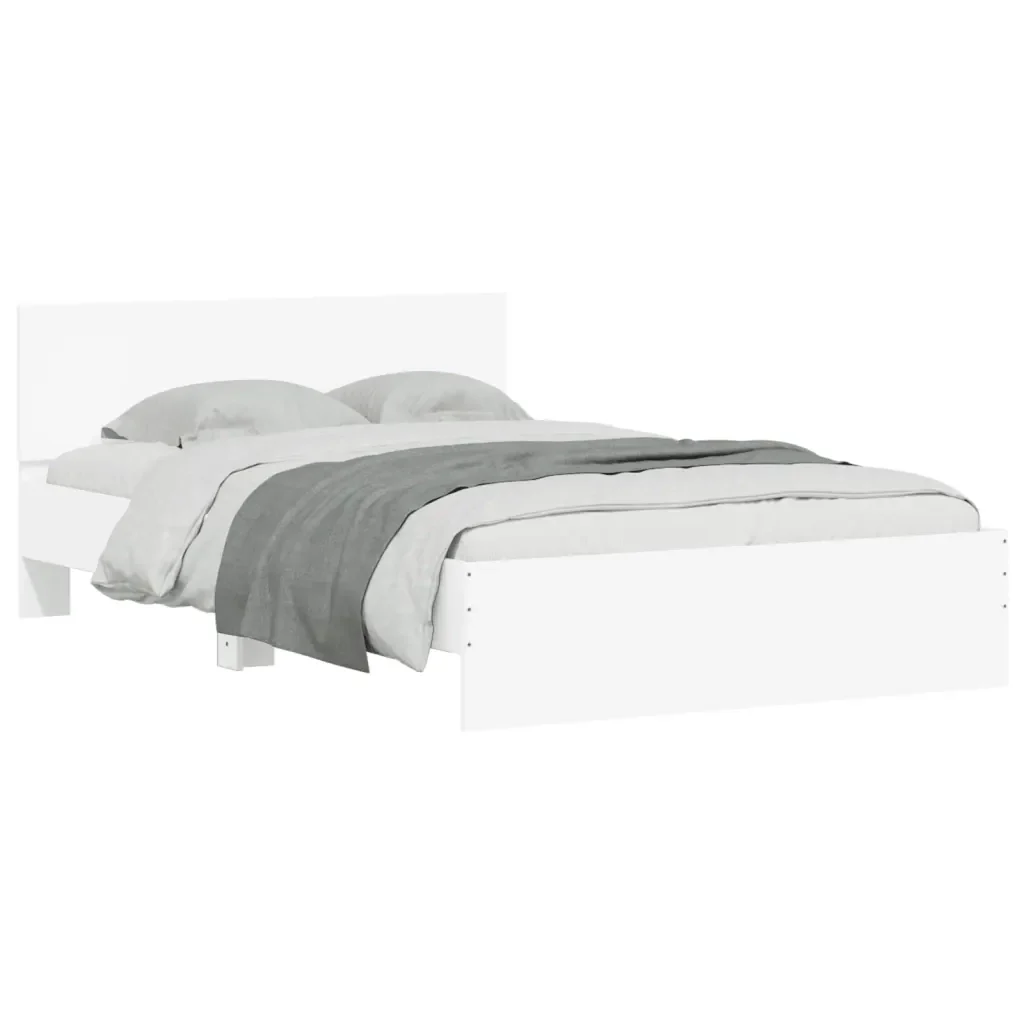 Letto matrimoniale | Letto per adulti | Giroletto con Testiera e LED Bianco 135x190 cm - Image 3