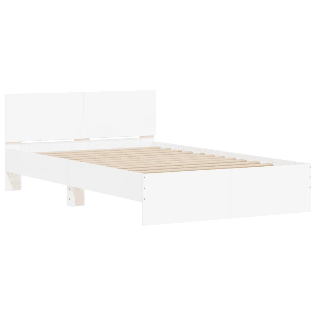 Letto matrimoniale | Letto per adulti | Giroletto con Testiera e LED Bianco 135x190 cm - Image 6