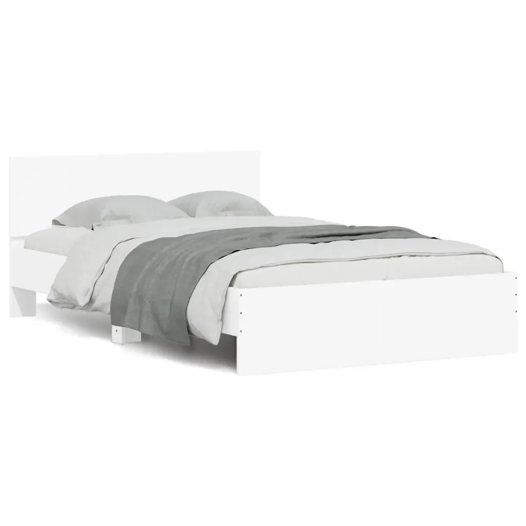 Letto matrimoniale | Letto per adulti | Giroletto con Testiera e LED Bianco 140x190 cm - Image 2