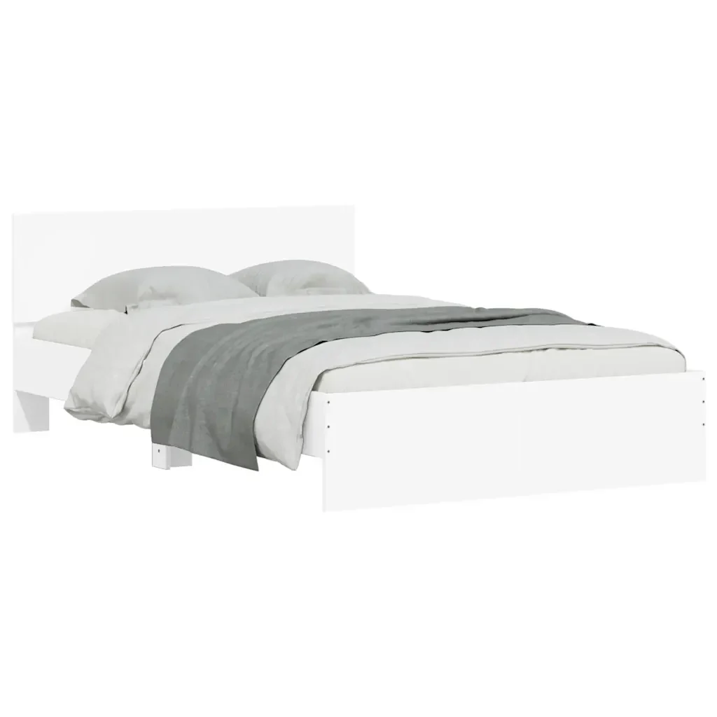 Letto matrimoniale | Letto per adulti | Giroletto con Testiera e LED Bianco 140x190 cm - Image 5