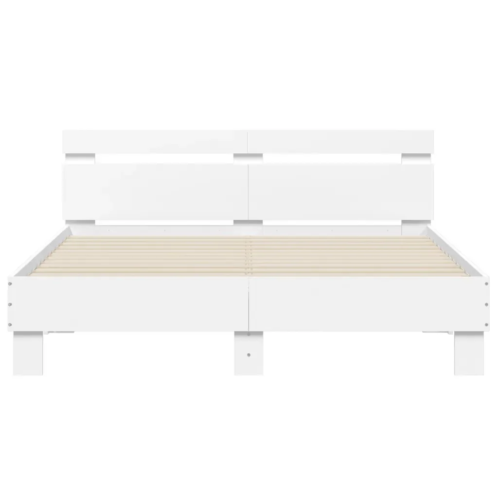 Letto matrimoniale | Letto per adulti | Giroletto con Testiera e LED Bianco 140x200 cm - Image 7