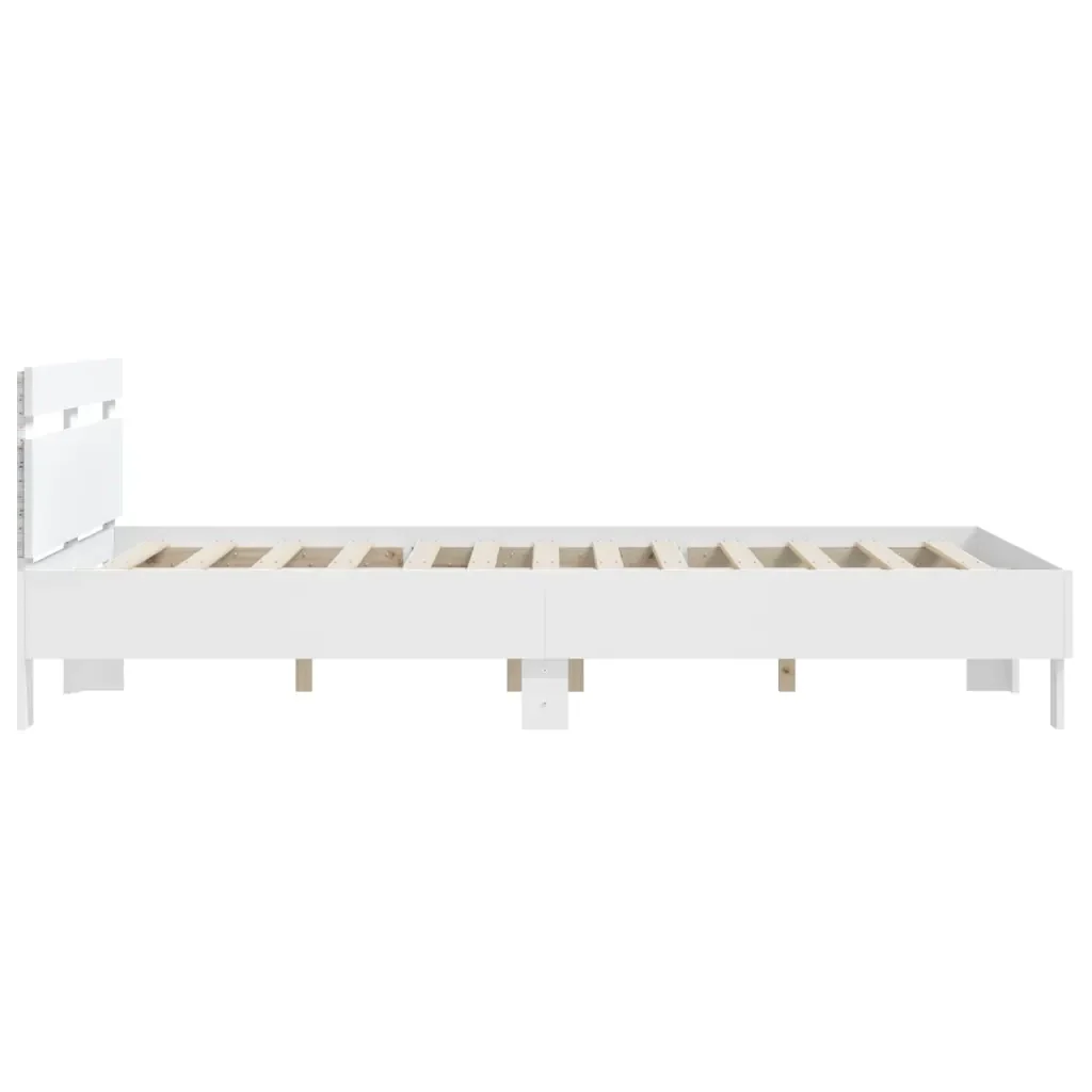 Letto matrimoniale | Letto per adulti | Giroletto con Testiera e LED Bianco 140x200 cm - Image 8