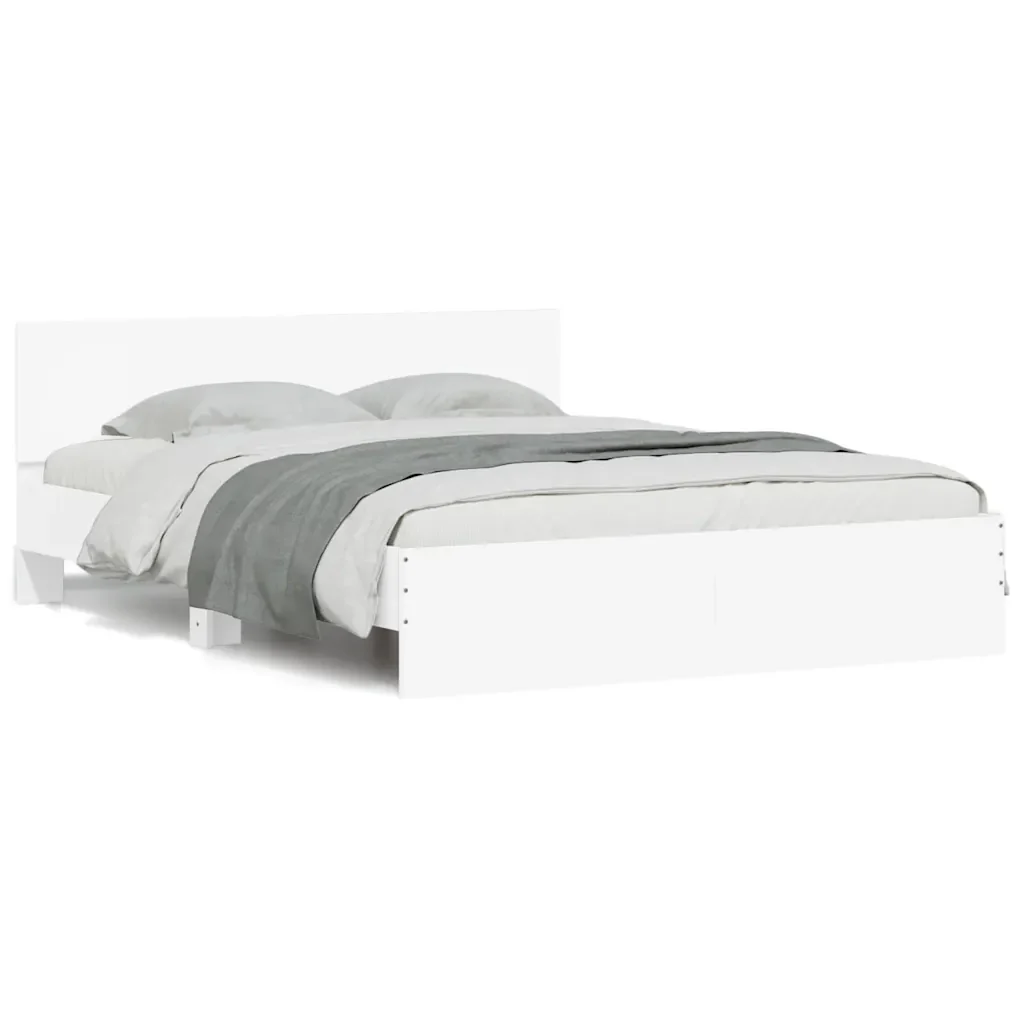 Letto matrimoniale | Letto per adulti | Giroletto con Testiera e LED Bianco 150x200 cm - Image 5