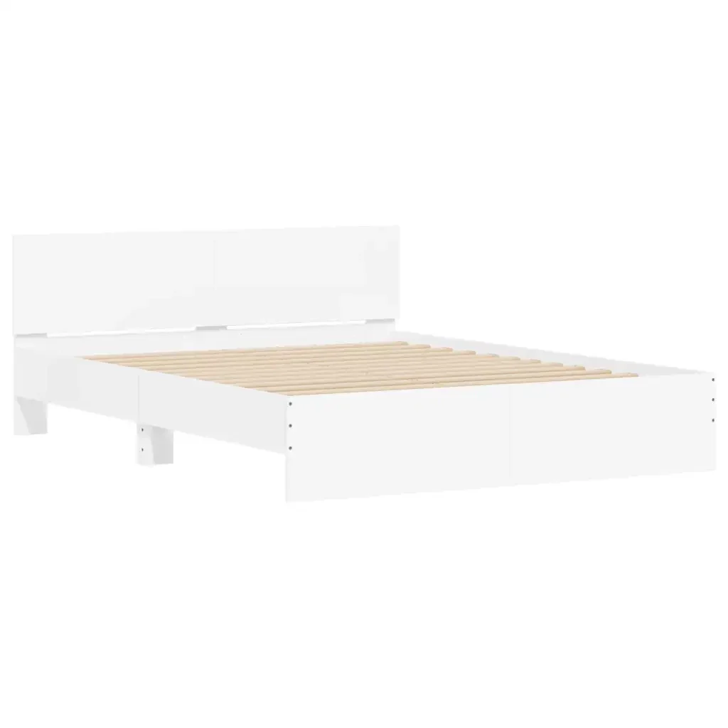 Letto matrimoniale | Letto per adulti | Giroletto con Testiera e LED Bianco 150x200 cm - Image 6