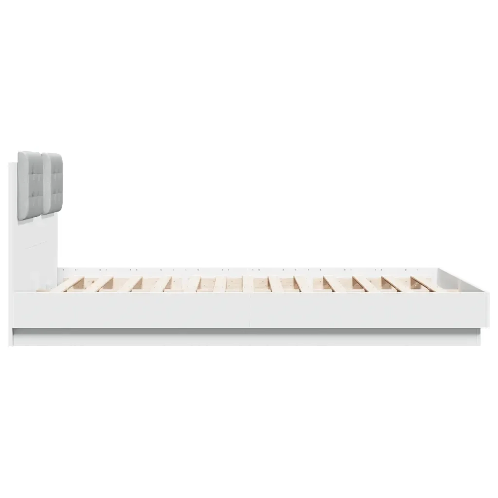 Letto matrimoniale | Letto per adulti | Giroletto con Testiera e LED Bianco 150x200 cm - Image 7