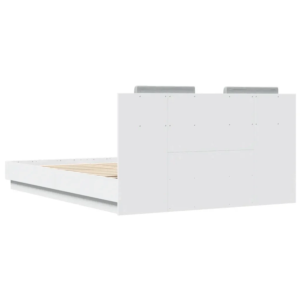 Letto matrimoniale | Letto per adulti | Giroletto con Testiera e LED Bianco 150x200 cm - Image 8