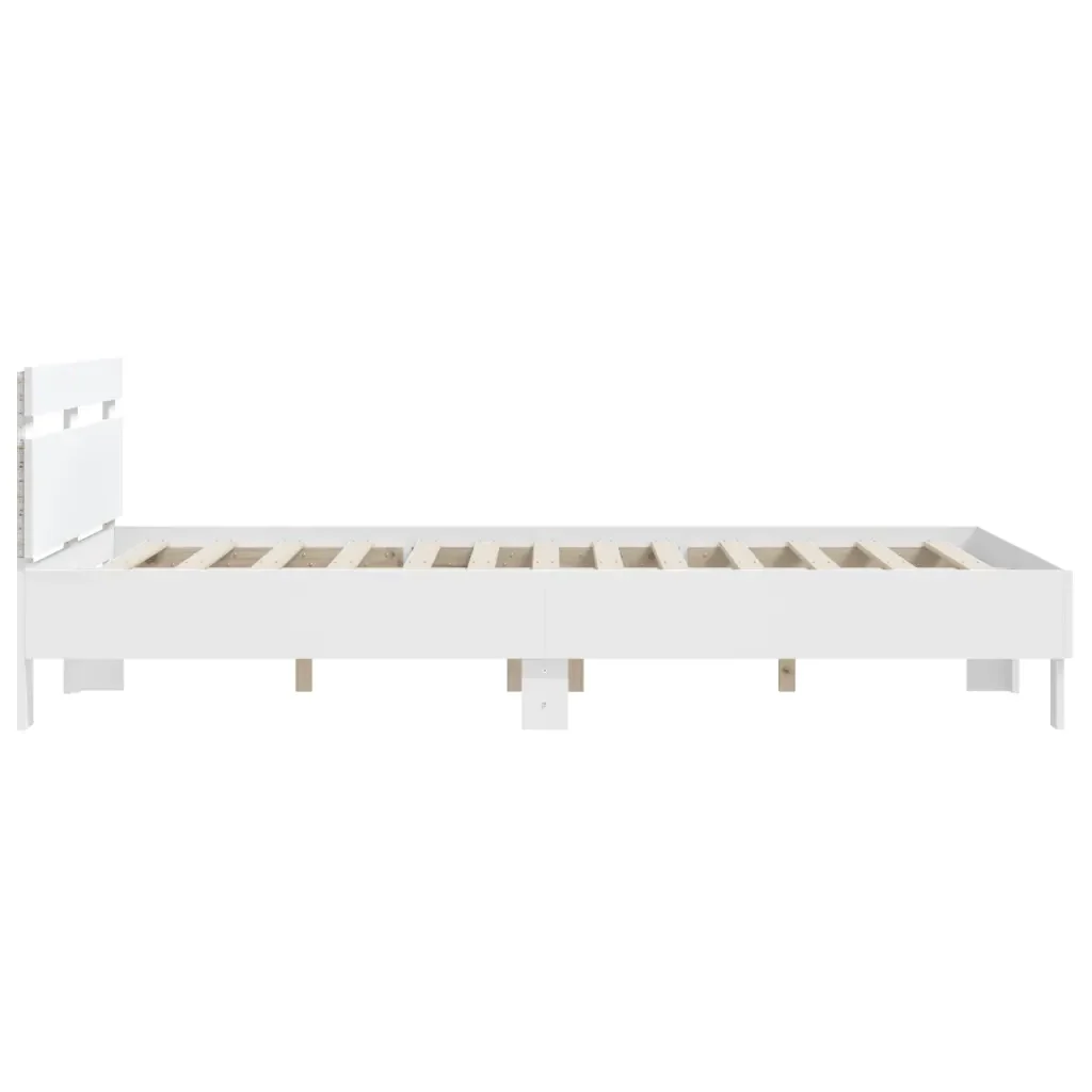 Letto matrimoniale | Letto per adulti | Giroletto con Testiera e LED Bianco 150x200 cm - Image 8