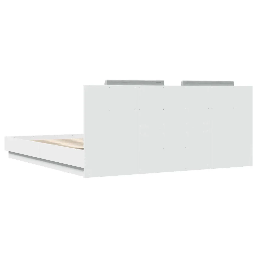 Letto matrimoniale | Letto per adulti | Giroletto con Testiera e LED Bianco 160x200 cm - Image 8