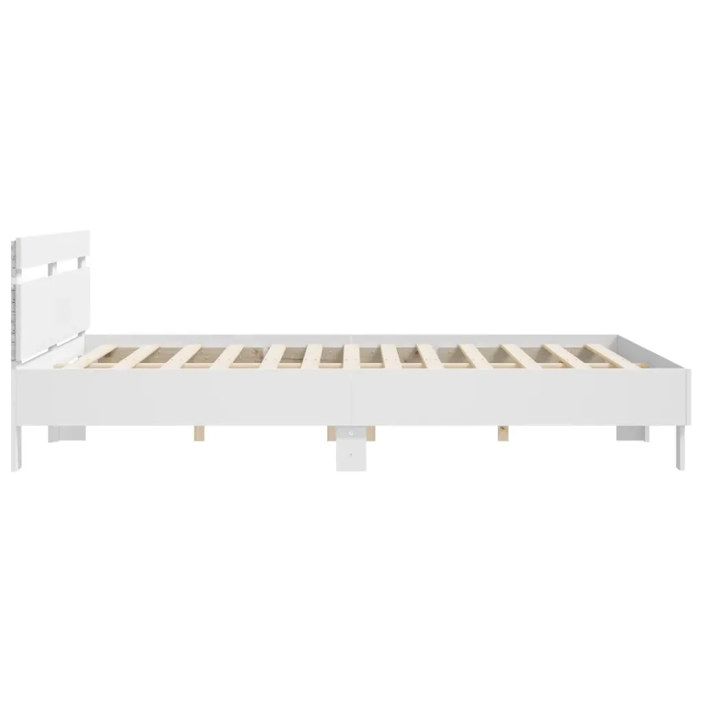 Letto matrimoniale | Letto per adulti | Giroletto con Testiera e LED Bianco 160x200 cm - Image 8