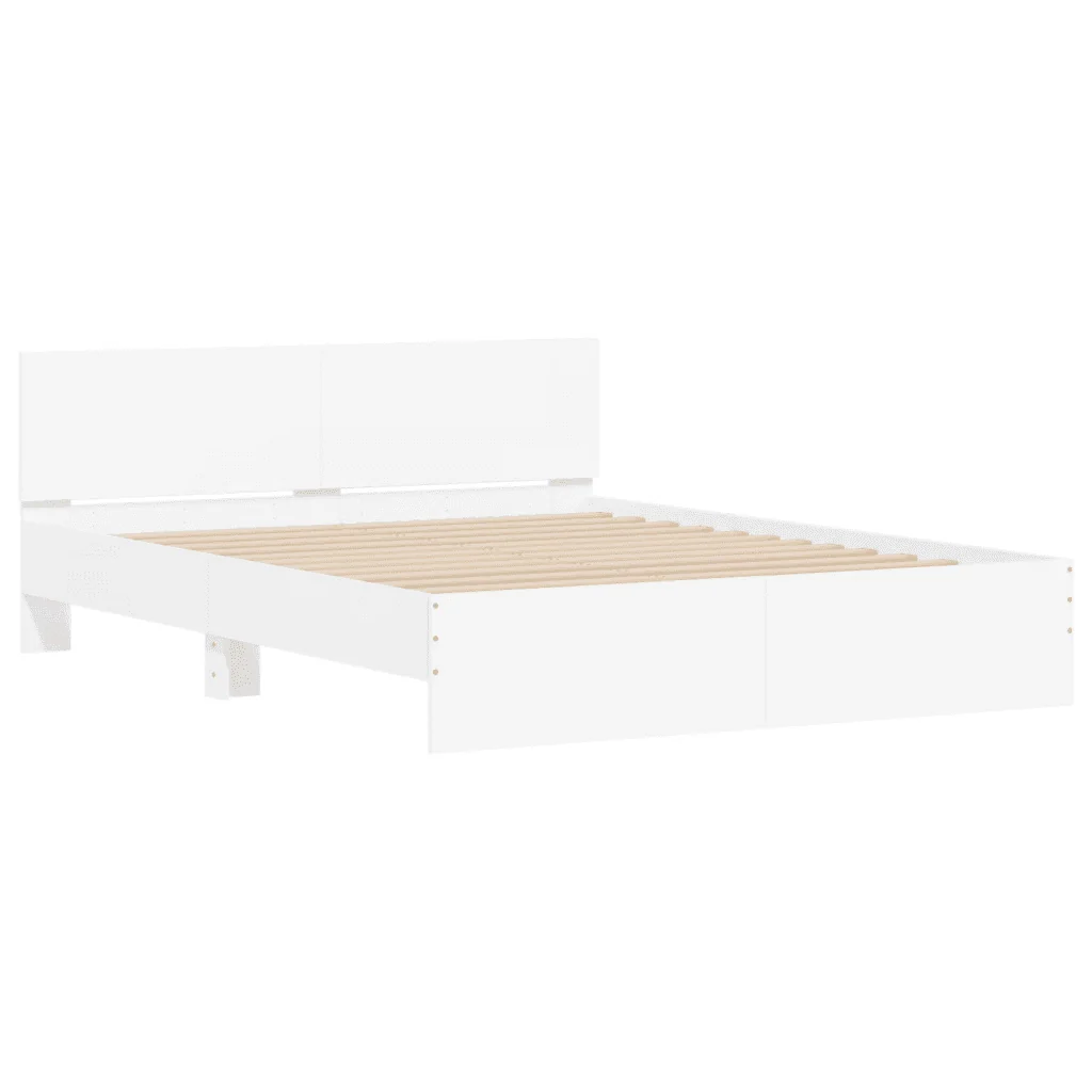 Letto matrimoniale | Letto per adulti | Giroletto con Testiera e LED Bianco 160x200 cm - Image 6