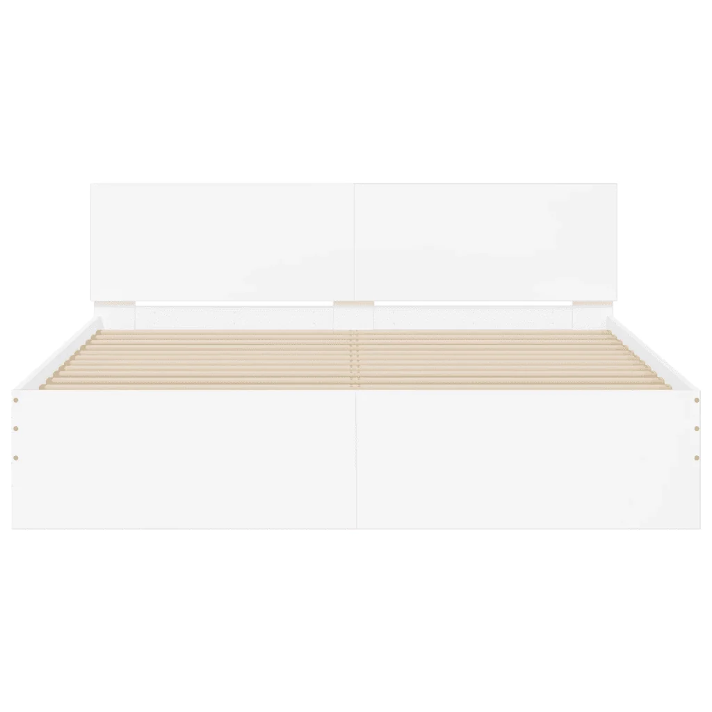 Letto matrimoniale | Letto per adulti | Giroletto con Testiera e LED Bianco 160x200 cm - Image 7