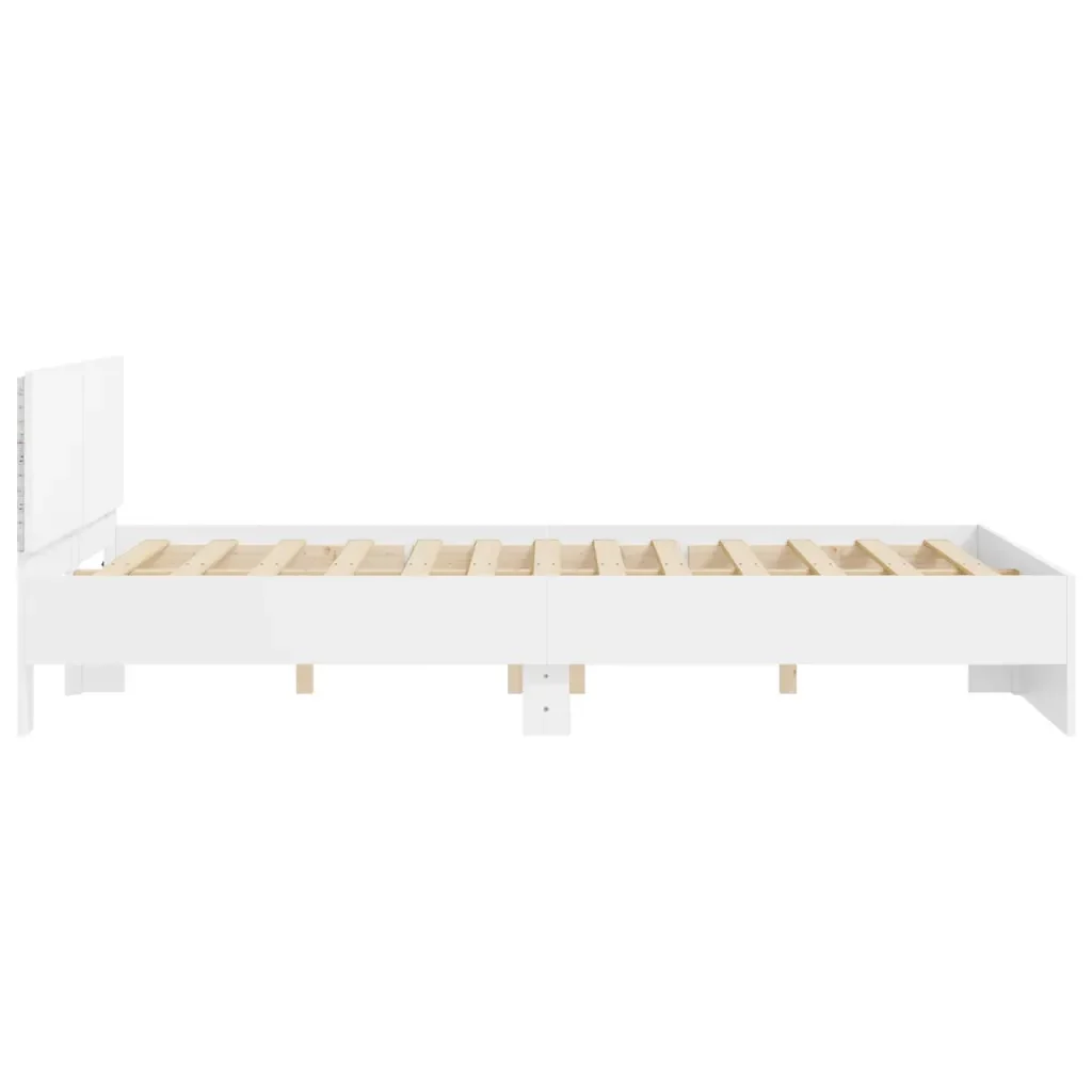 Letto matrimoniale | Letto per adulti | Giroletto con Testiera e LED Bianco 160x200 cm - Image 8