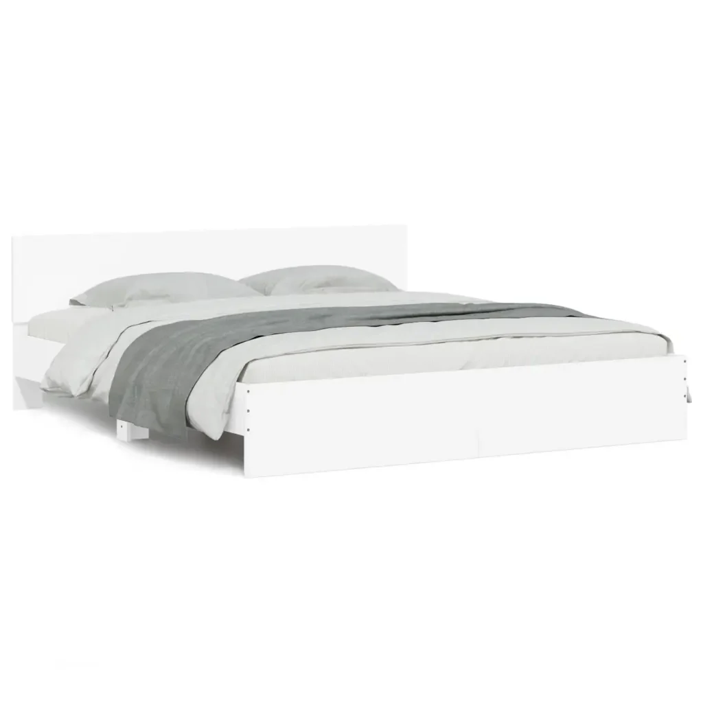 Letto matrimoniale | Letto per adulti | Giroletto con Testiera e LED Bianco 200x200 cm - Image 5