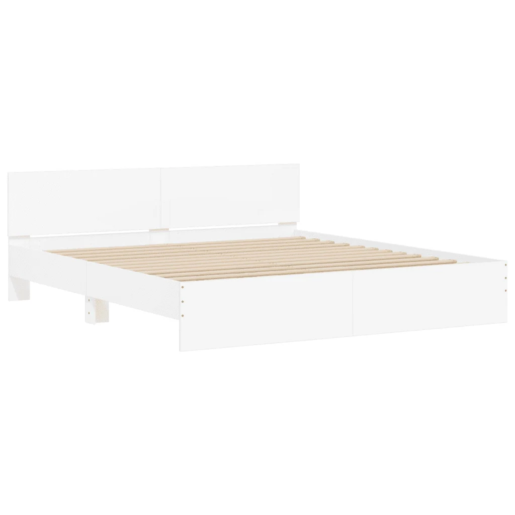 Letto matrimoniale | Letto per adulti | Giroletto con Testiera e LED Bianco 200x200 cm - Image 6