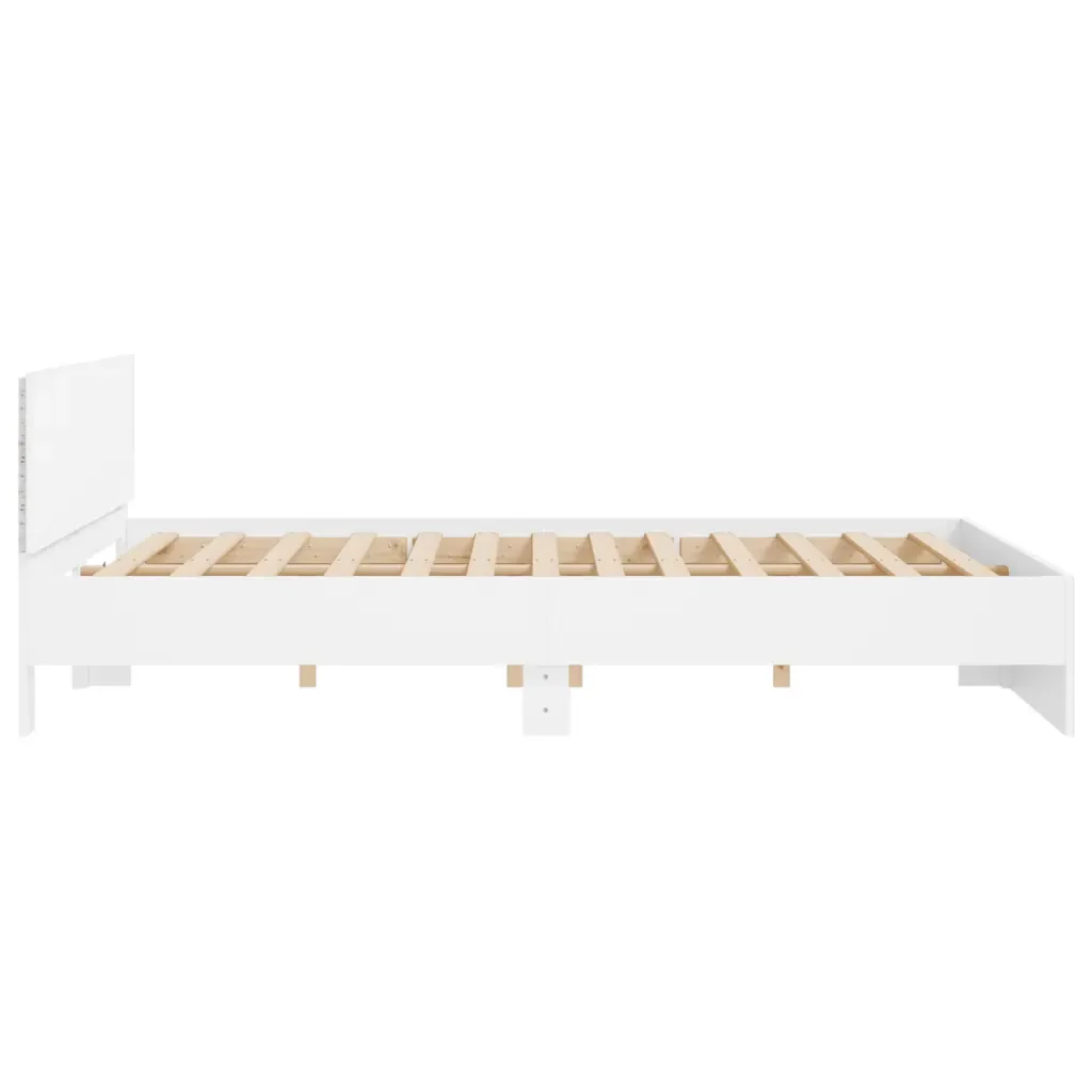 Letto matrimoniale | Letto per adulti | Giroletto con Testiera e LED Bianco 200x200 cm - Image 8
