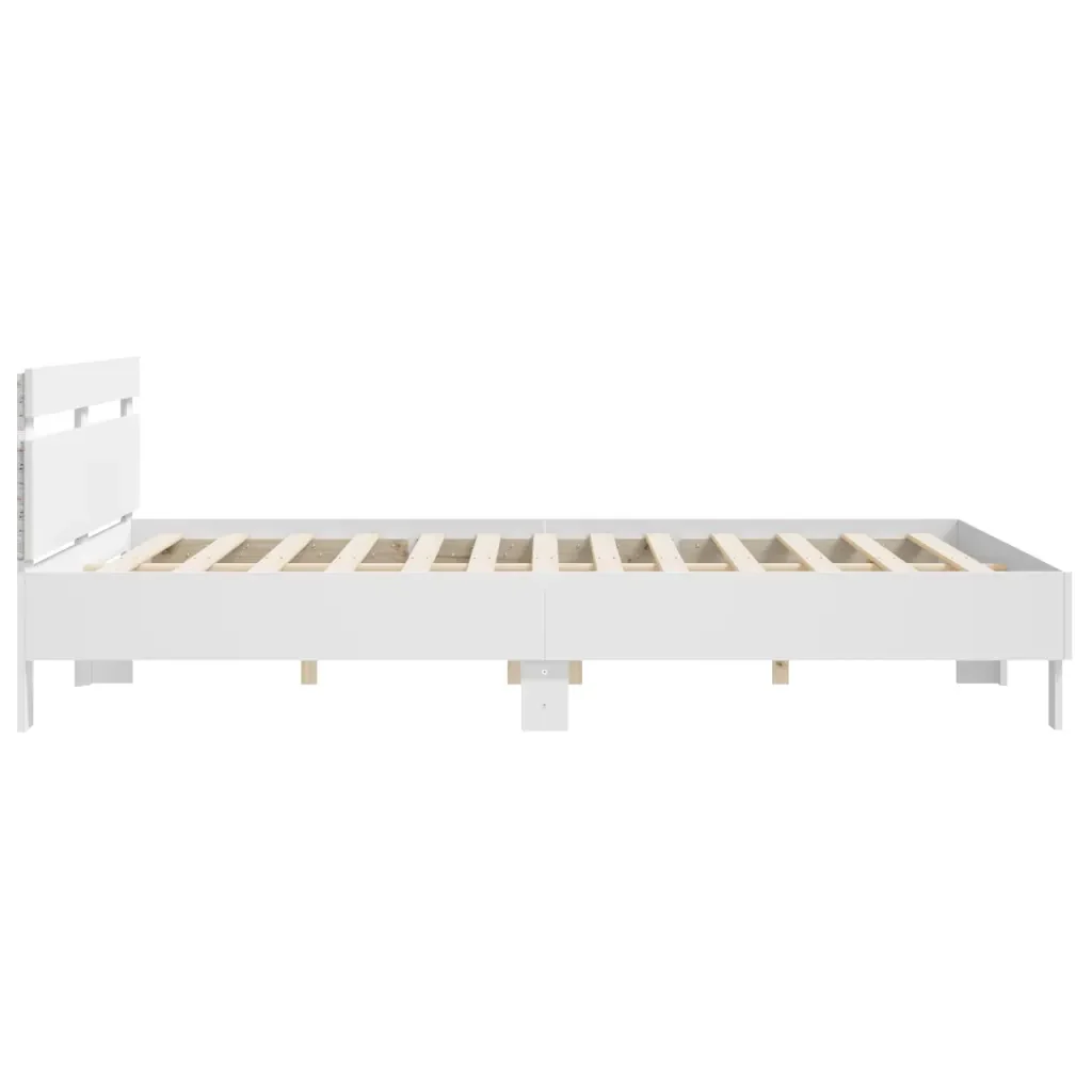 Letto matrimoniale | Letto per adulti | Giroletto con Testiera e LED Bianco 200x200 cm - Image 8