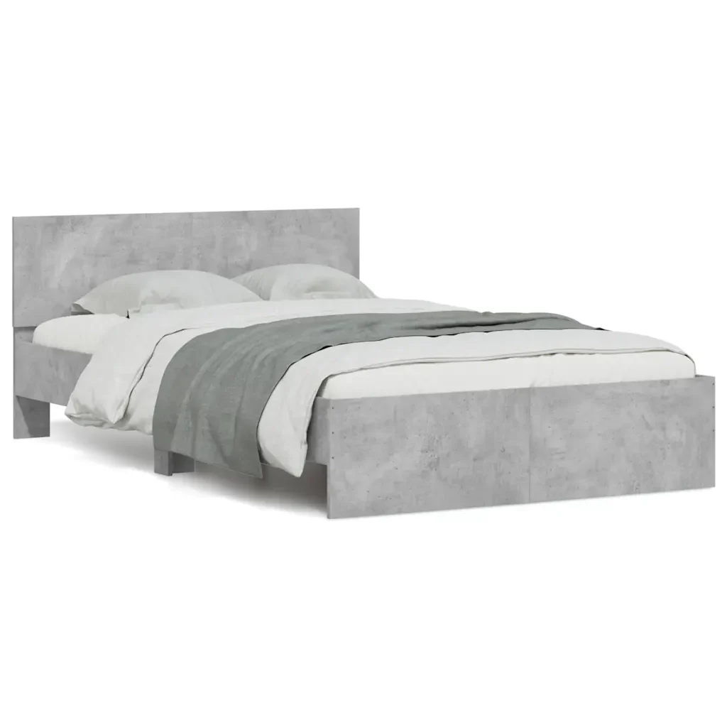 Letto matrimoniale | Letto per adulti | Giroletto con Testiera e LED Grigio Cemento 120x190 cm - Image 2