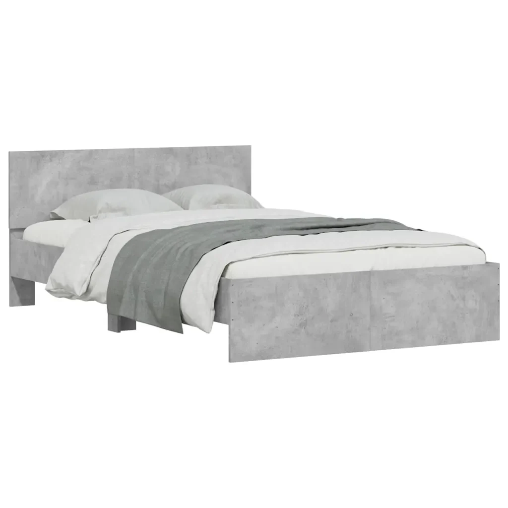 Letto matrimoniale | Letto per adulti | Giroletto con Testiera e LED Grigio Cemento 120x200 cm - Image 5