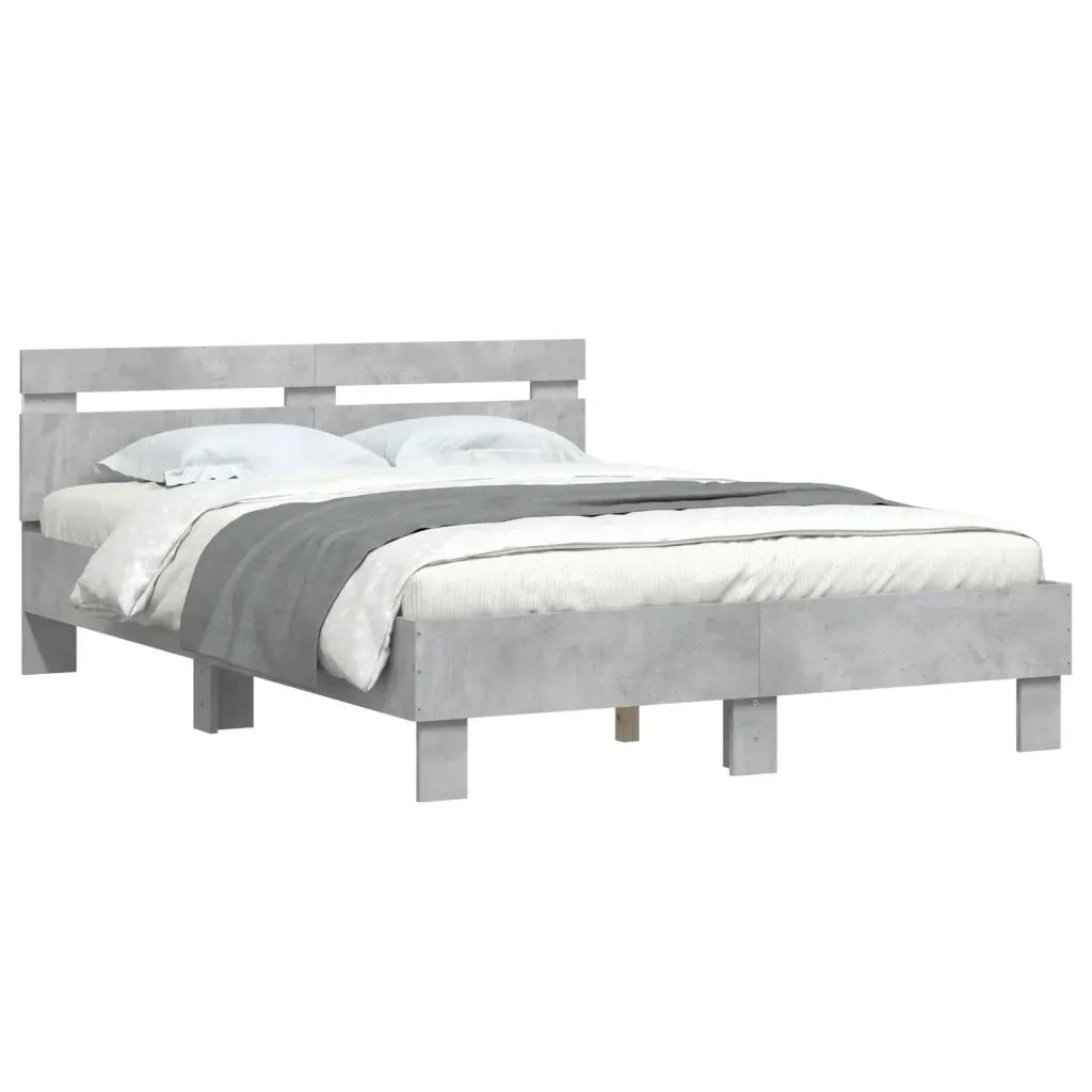 Letto matrimoniale | Letto per adulti | Giroletto con Testiera e LED Grigio Cemento 120x200 cm - Image 4