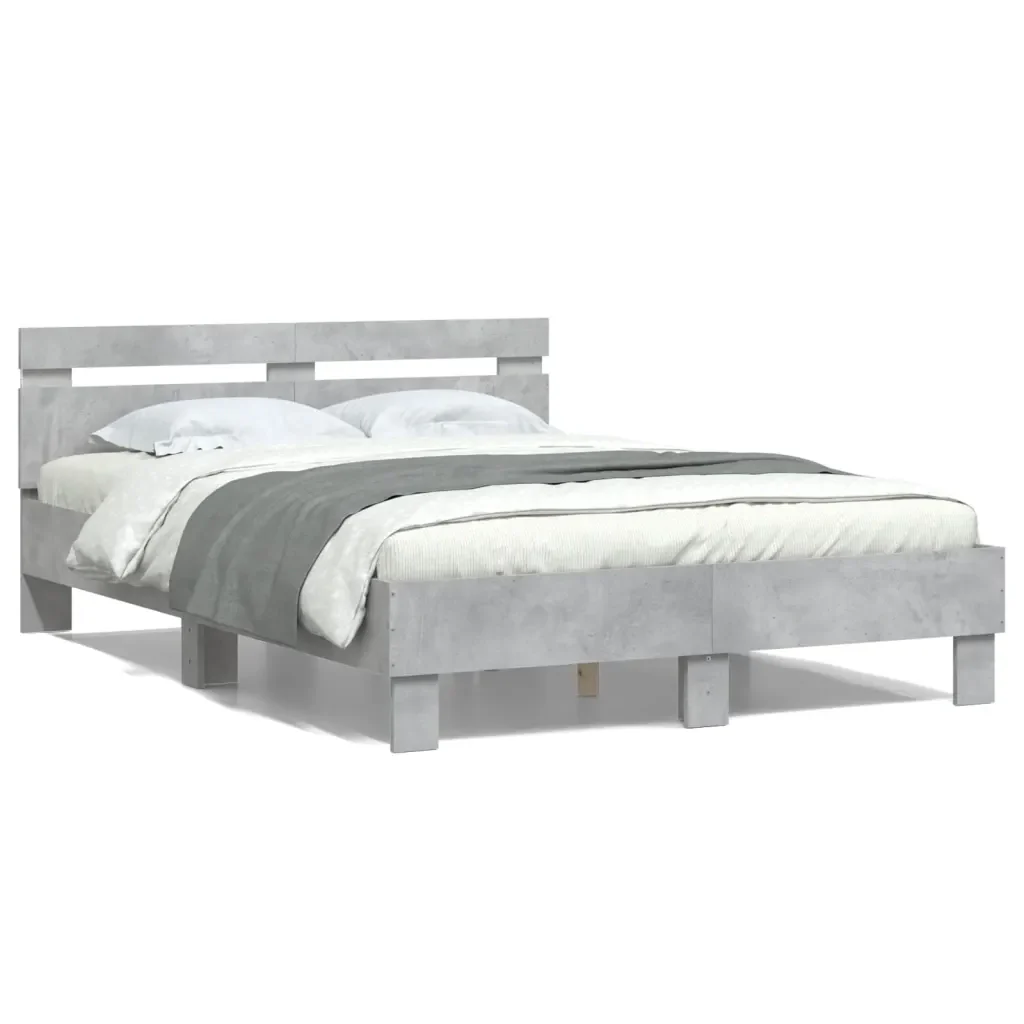 Letto matrimoniale | Letto per adulti | Giroletto con Testiera e LED Grigio Cemento 120x200 cm - Image 5