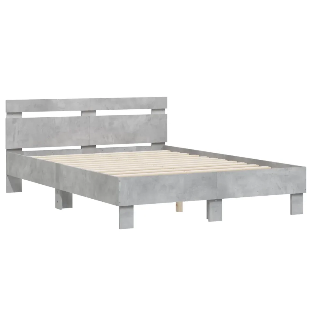 Letto matrimoniale | Letto per adulti | Giroletto con Testiera e LED Grigio Cemento 120x200 cm - Image 6