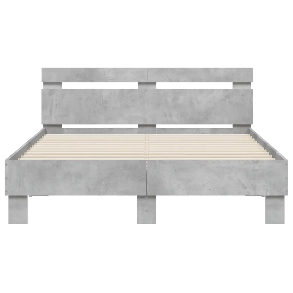 Letto matrimoniale | Letto per adulti | Giroletto con Testiera e LED Grigio Cemento 120x200 cm - Image 7