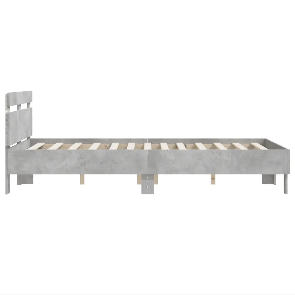 Letto matrimoniale | Letto per adulti | Giroletto con Testiera e LED Grigio Cemento 120x200 cm - Image 8