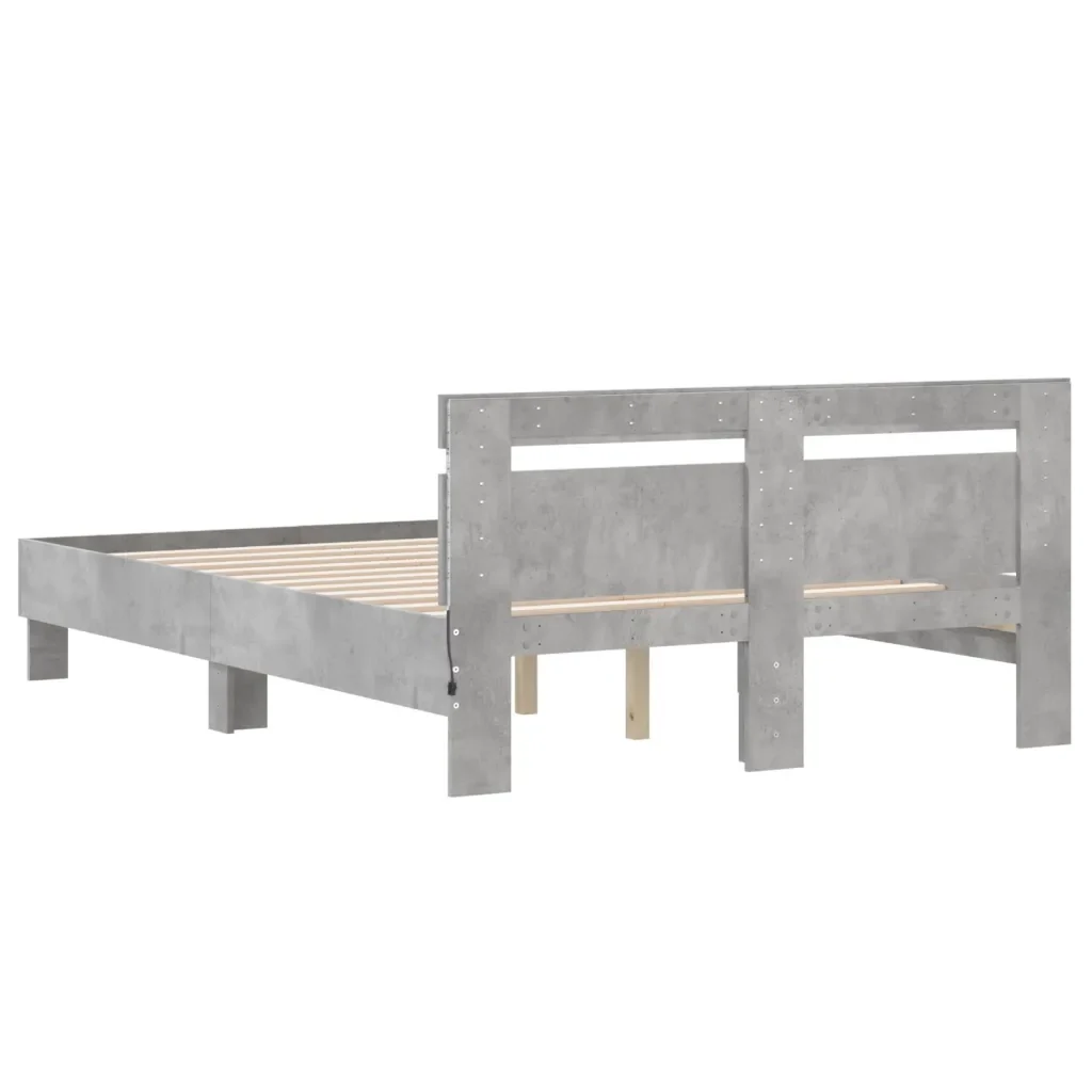 Letto matrimoniale | Letto per adulti | Giroletto con Testiera e LED Grigio Cemento 120x200 cm - Image 9