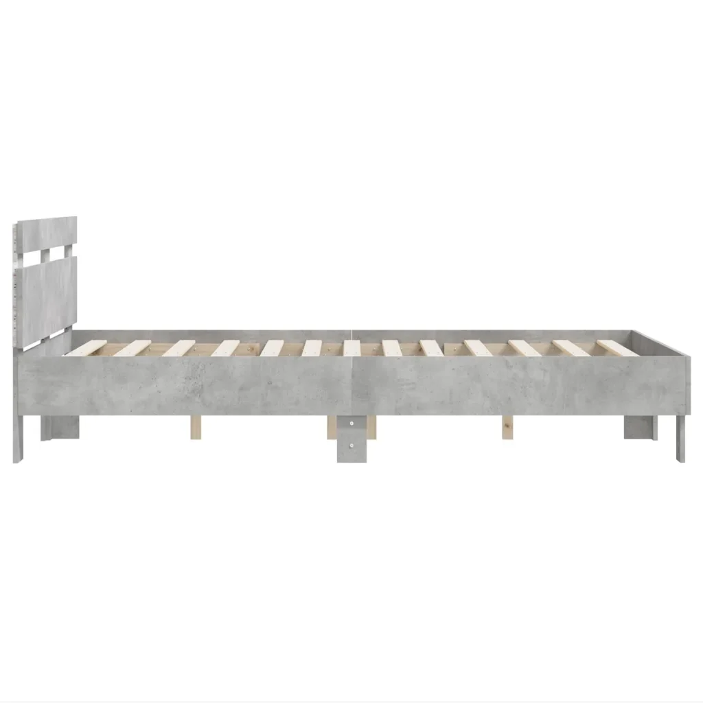 Letto matrimoniale | Letto per adulti | Giroletto con Testiera e LED Grigio Cemento 135x190 cm - Image 8