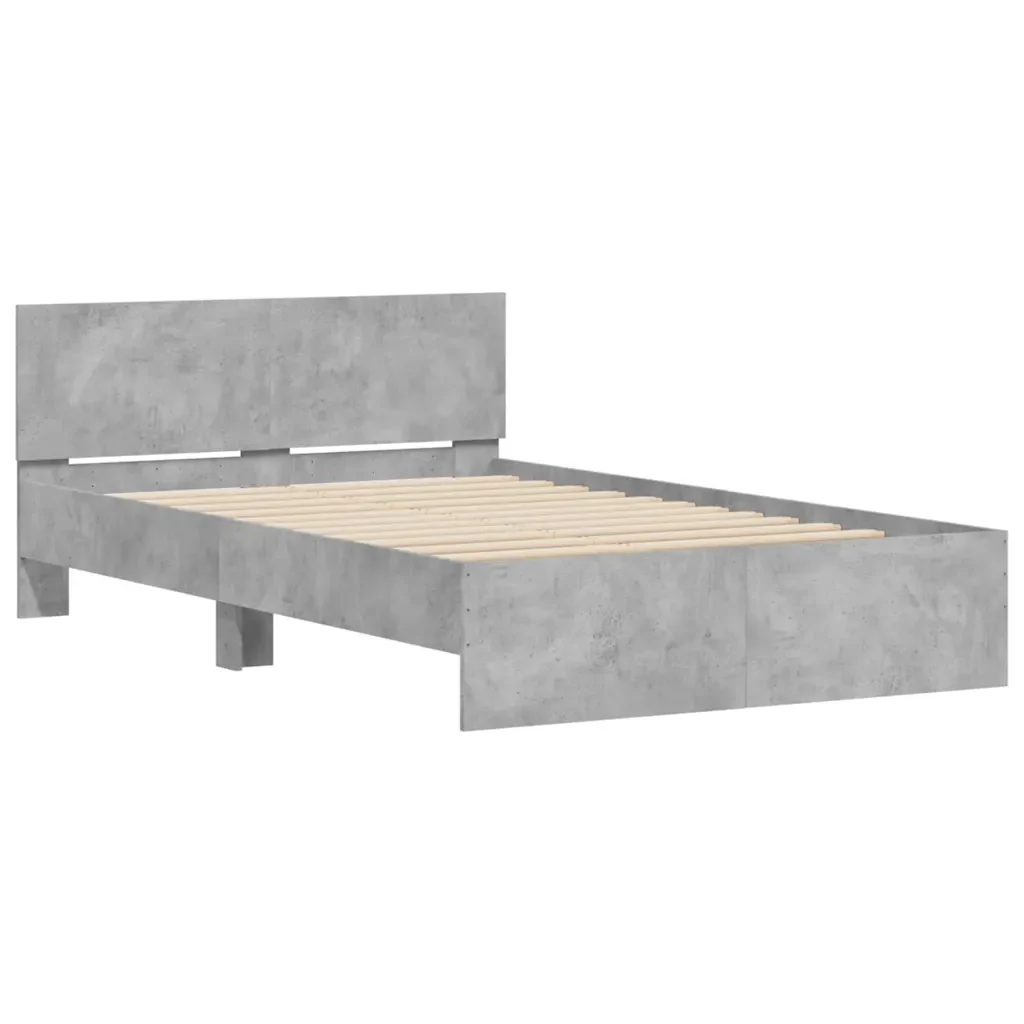 Letto matrimoniale | Letto per adulti | Giroletto con Testiera e LED Grigio Cemento 140x190 cm - Image 6