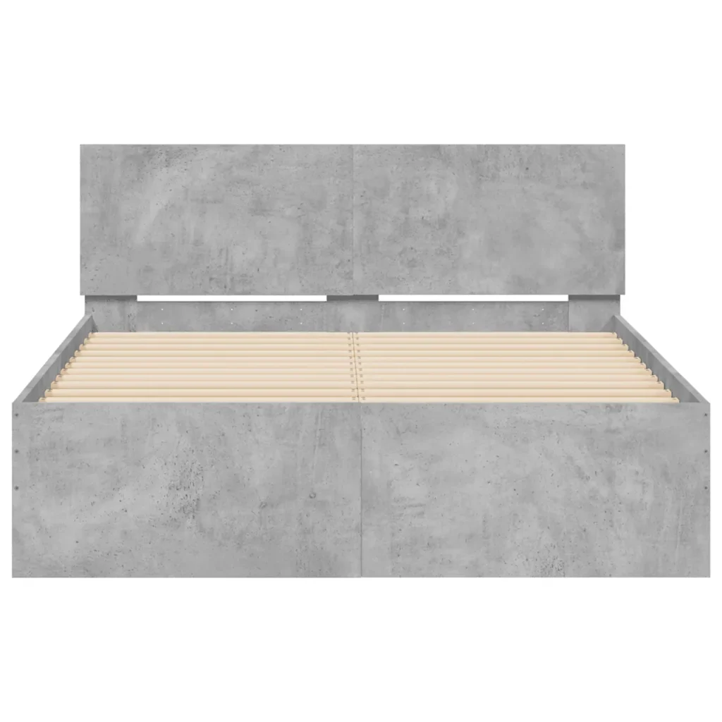 Letto matrimoniale | Letto per adulti | Giroletto con Testiera e LED Grigio Cemento 140x190 cm - Image 7