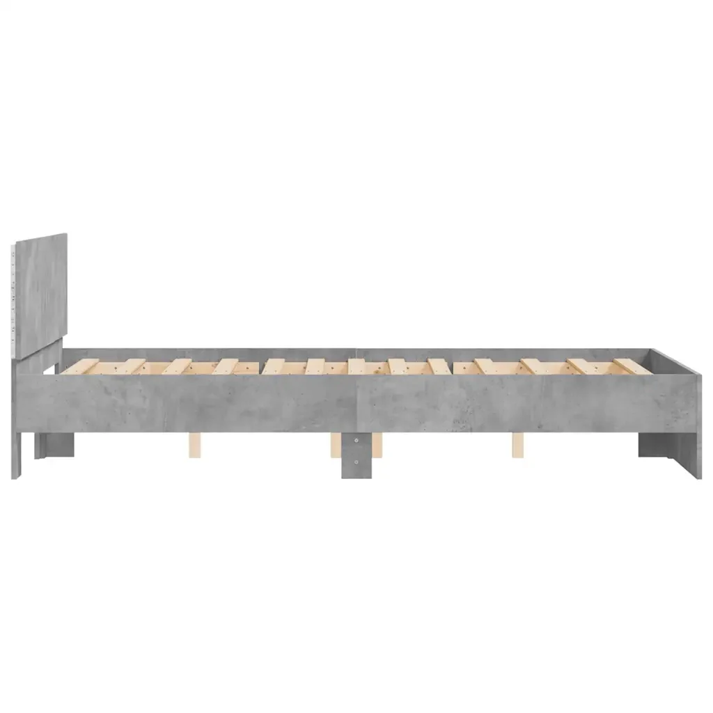 Letto matrimoniale | Letto per adulti | Giroletto con Testiera e LED Grigio Cemento 140x190 cm - Image 8