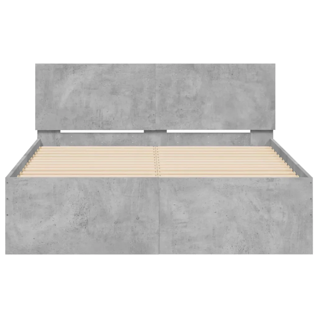 Letto matrimoniale | Letto per adulti | Giroletto con Testiera e LED Grigio Cemento 140x200 cm - Image 7