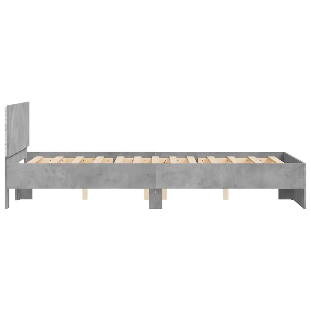 Letto matrimoniale | Letto per adulti | Giroletto con Testiera e LED Grigio Cemento 140x200 cm - Image 8