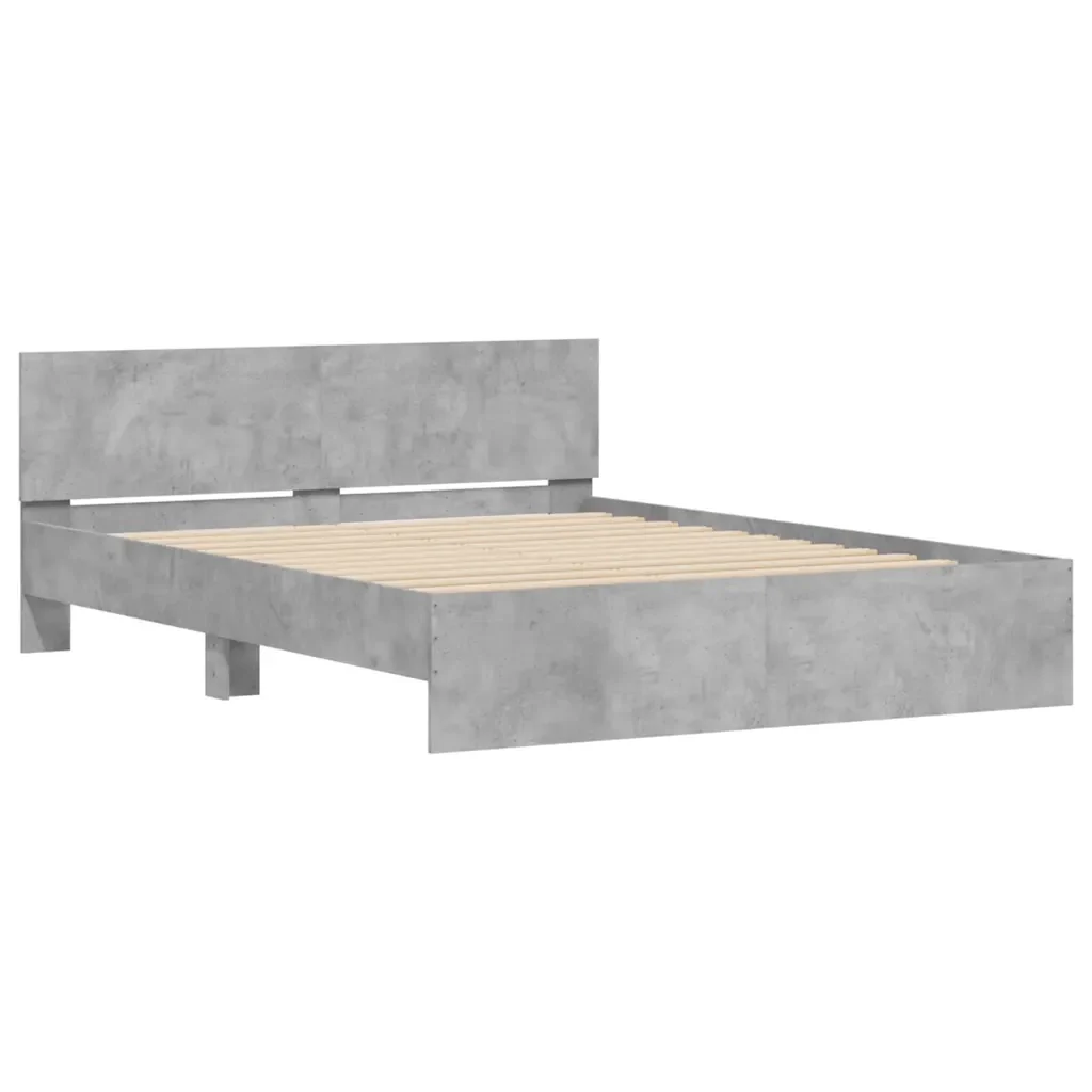 Letto matrimoniale | Letto per adulti | Giroletto con Testiera e LED Grigio Cemento 150x200 cm - Image 6