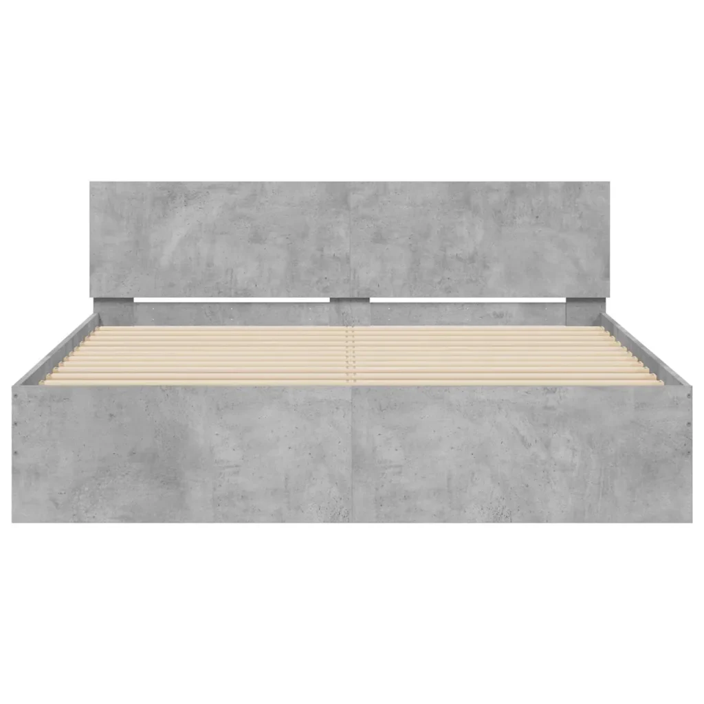 Letto matrimoniale | Letto per adulti | Giroletto con Testiera e LED Grigio Cemento 150x200 cm - Image 7