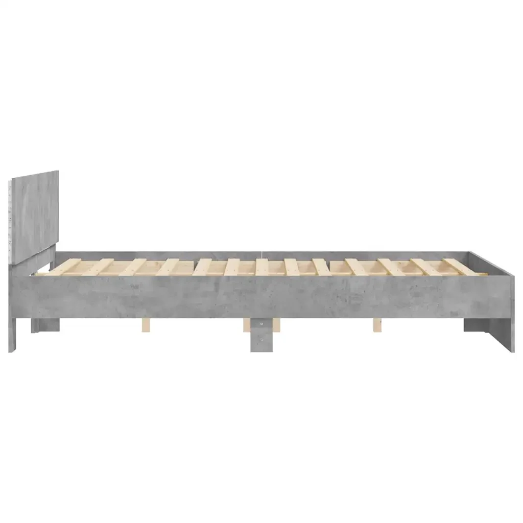 Letto matrimoniale | Letto per adulti | Giroletto con Testiera e LED Grigio Cemento 150x200 cm - Image 8