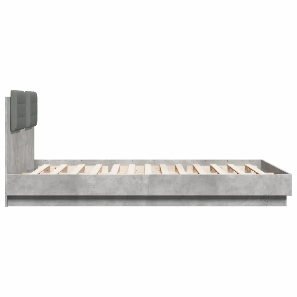 Letto matrimoniale | Letto per adulti | Giroletto con Testiera e LED Grigio Cemento 150x200 cm - Image 7