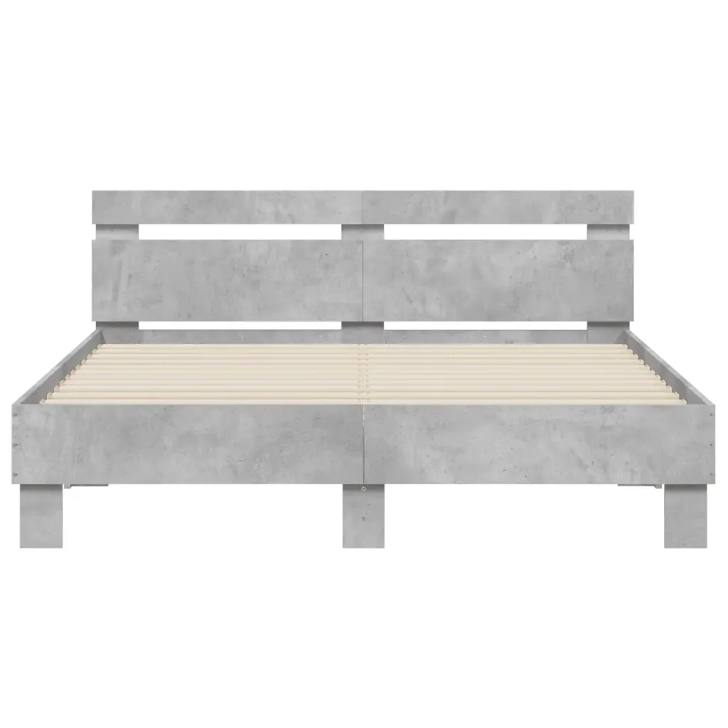 Letto matrimoniale | Letto per adulti | Giroletto con Testiera e LED Grigio Cemento 150x200 cm - Image 7