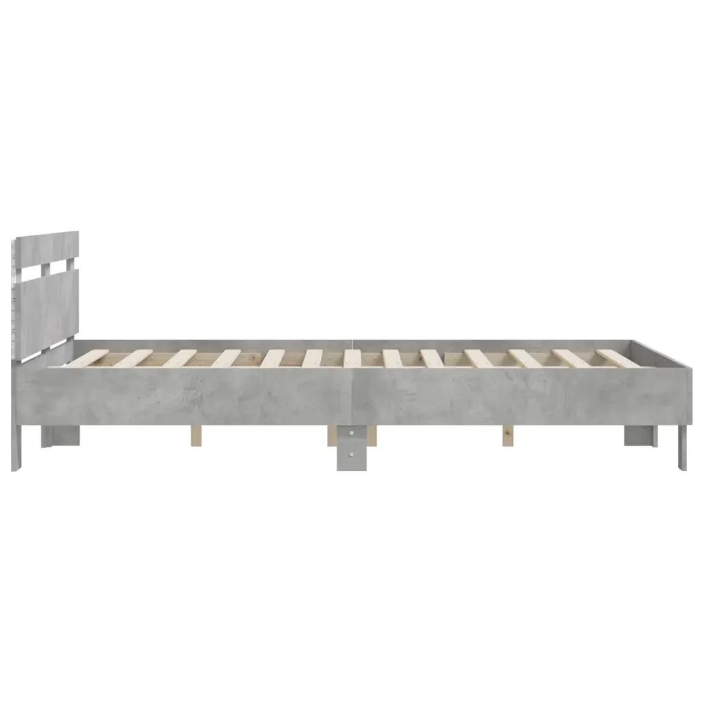 Letto matrimoniale | Letto per adulti | Giroletto con Testiera e LED Grigio Cemento 150x200 cm - Image 8