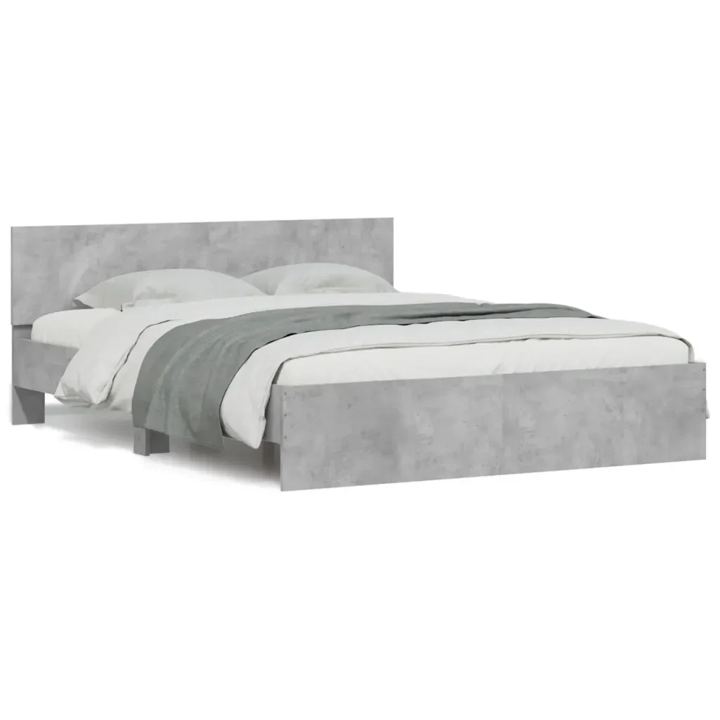 Letto matrimoniale | Letto per adulti | Giroletto con Testiera e LED Grigio Cemento 160x200 cm - Image 5